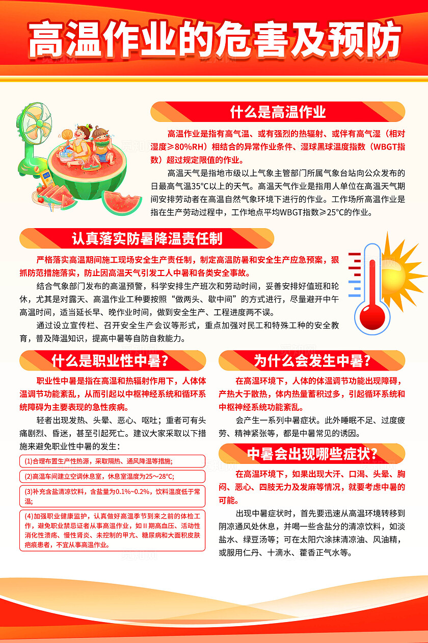 高温作业谨防中暑海报
