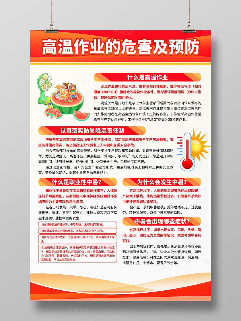 高温作业谨防中暑海报