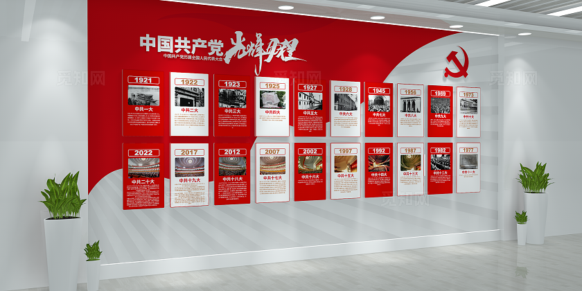 中共一大至二十大党的光辉历程党建文化墙
