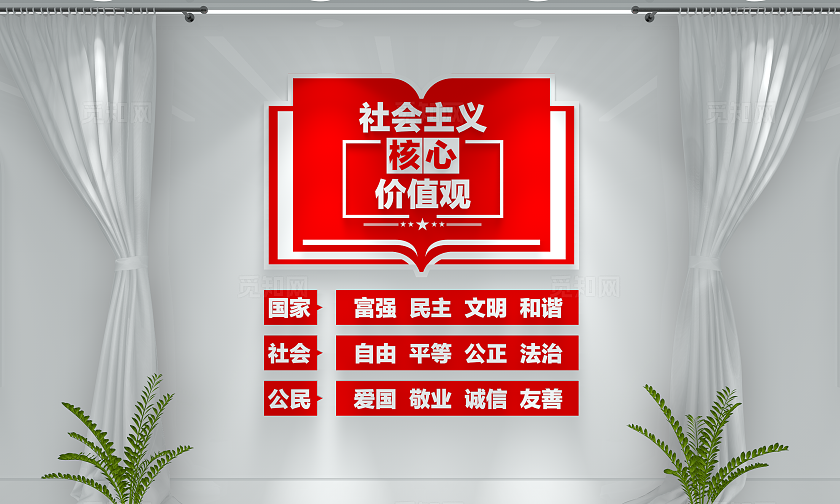 红色大气社会主义核心价值观文化墙党建文化墙