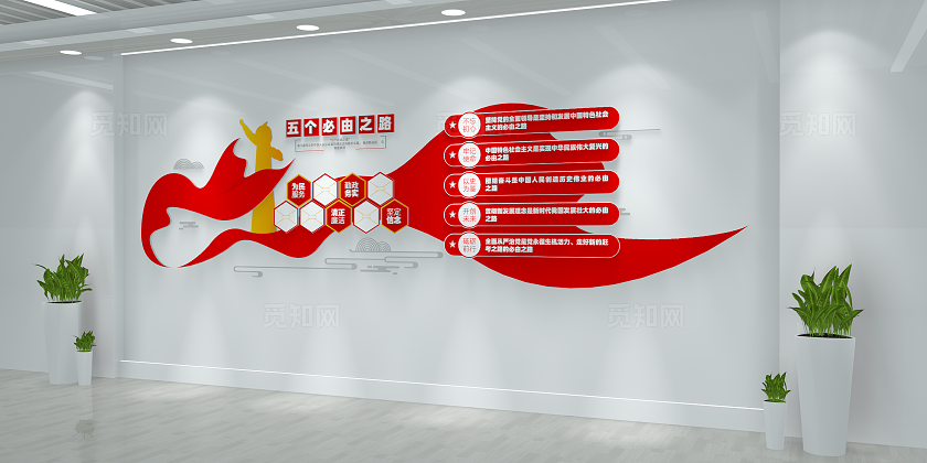 学习党的二十大报告精神五个必由之路文化墙党建文化墙