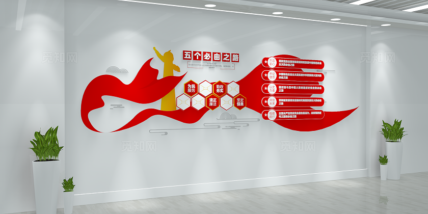 学习党的二十大报告精神五个必由之路文化墙党建文化墙