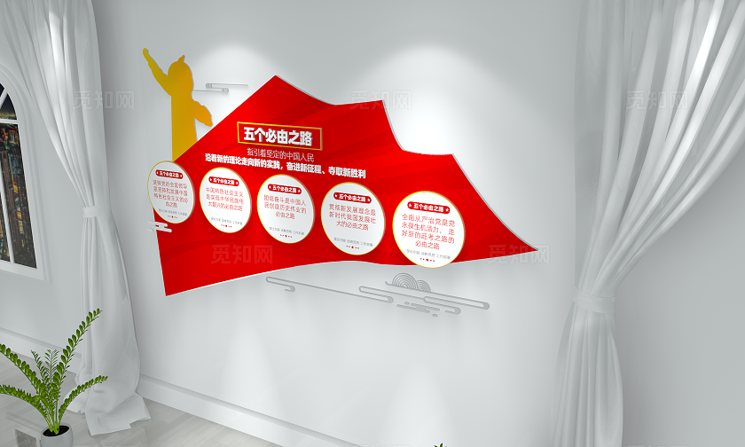 党的二十大精神五个必由之路文化墙党建文化墙