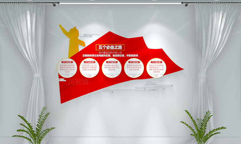 党的二十大精神五个必由之路文化墙党建文化墙