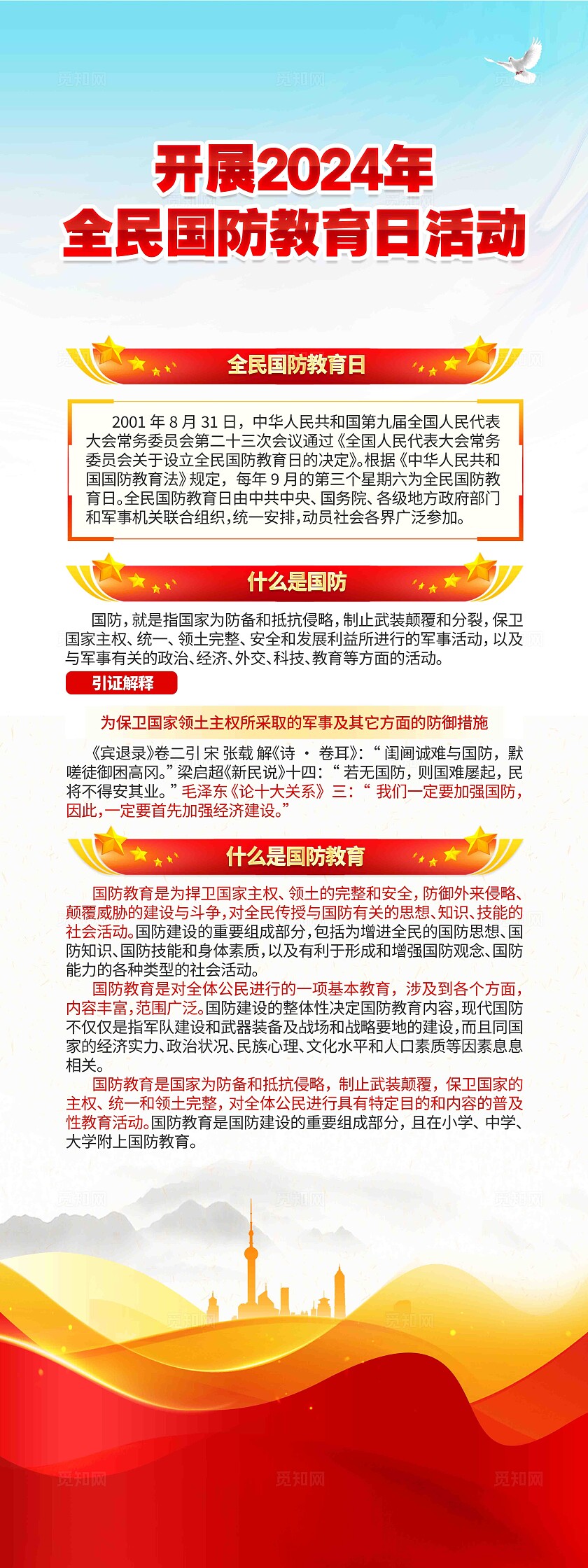 开展2024年全民国防教育日活动全民国防教育展架