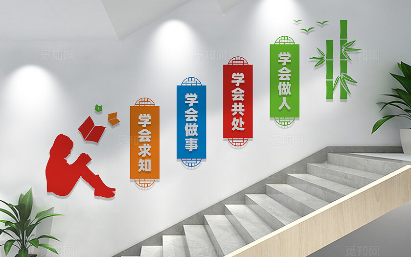 学校楼梯文化墙宣传标语