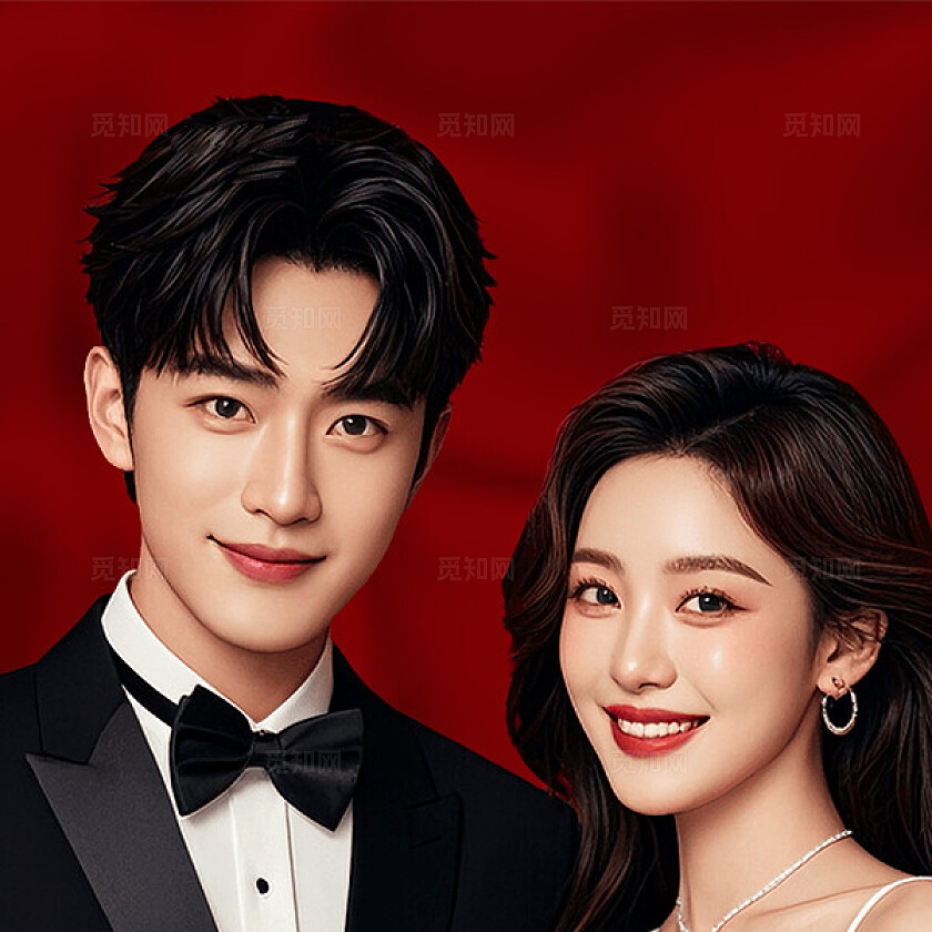 朋友圈营销九宫格人物排版婚庆摄影大气红色质感高级感