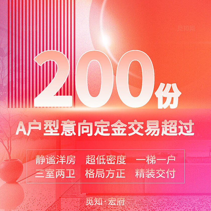 红色简约风朋友圈营销九宫格弥散风觅知房产开盘战报销售额KPI