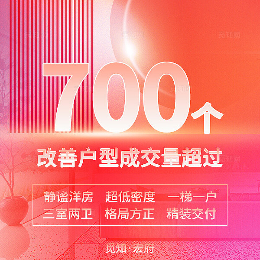 红色简约风朋友圈营销九宫格弥散风觅知房产开盘战报销售额KPI
