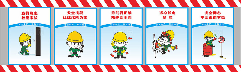 工地安全通道漫画标识牌