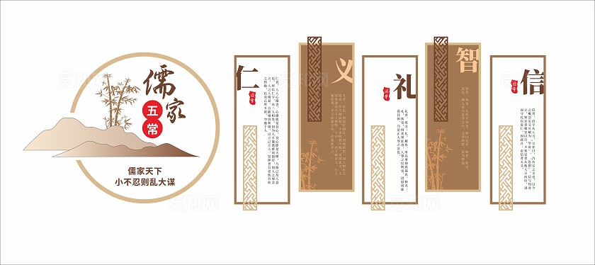 仁义礼智信儒家五常文化墙国学文化儒家五常