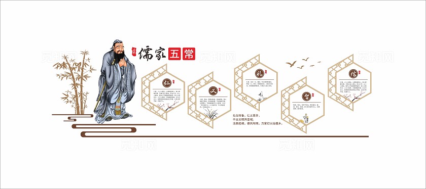 中式儒家五常仁义礼智信国学经典文化墙国学文化儒家五常
