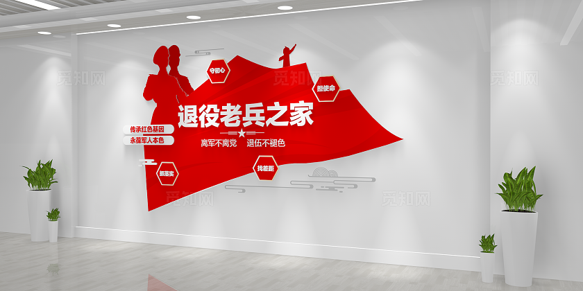 退伍军人服务中心退役老兵之家党建文化墙