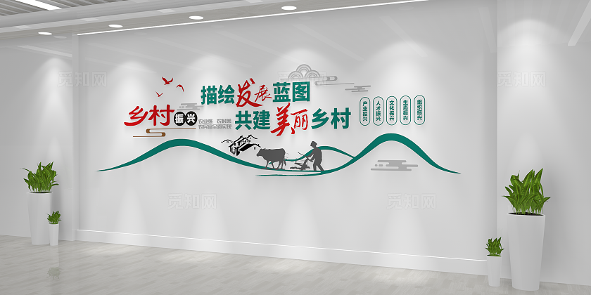 描绘发展蓝图共建美丽乡村乡村振兴标语乡村振兴文化墙