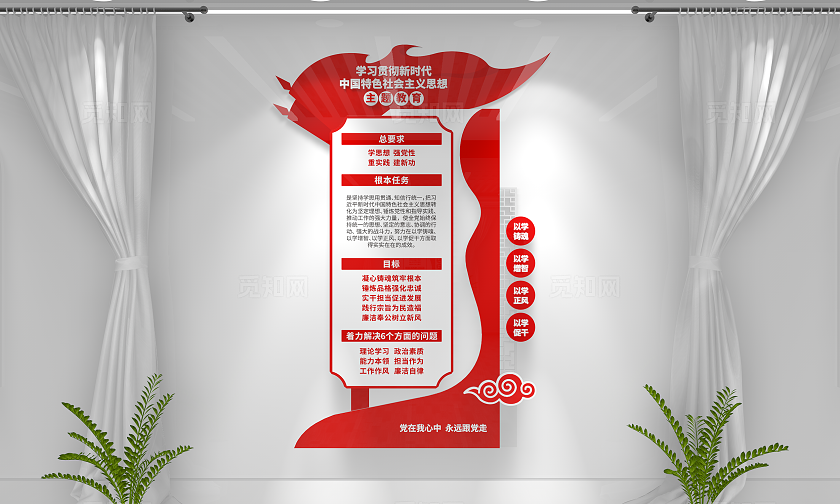 学习新时代中国特色社会主义思想党建文化墙竖版文化墙