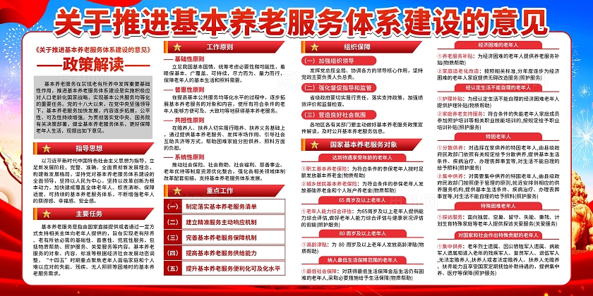 大气推进基本养老服务体系建设的意见展板国际老人日