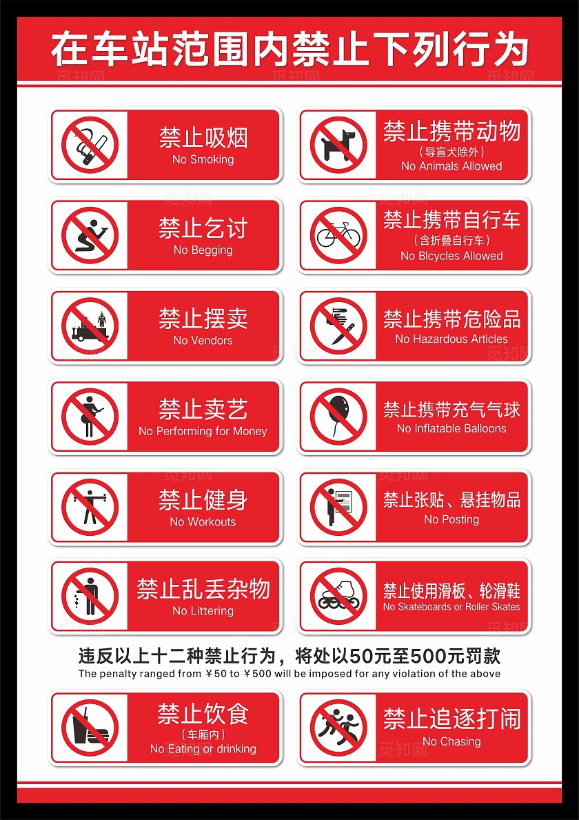 车站禁止标识牌