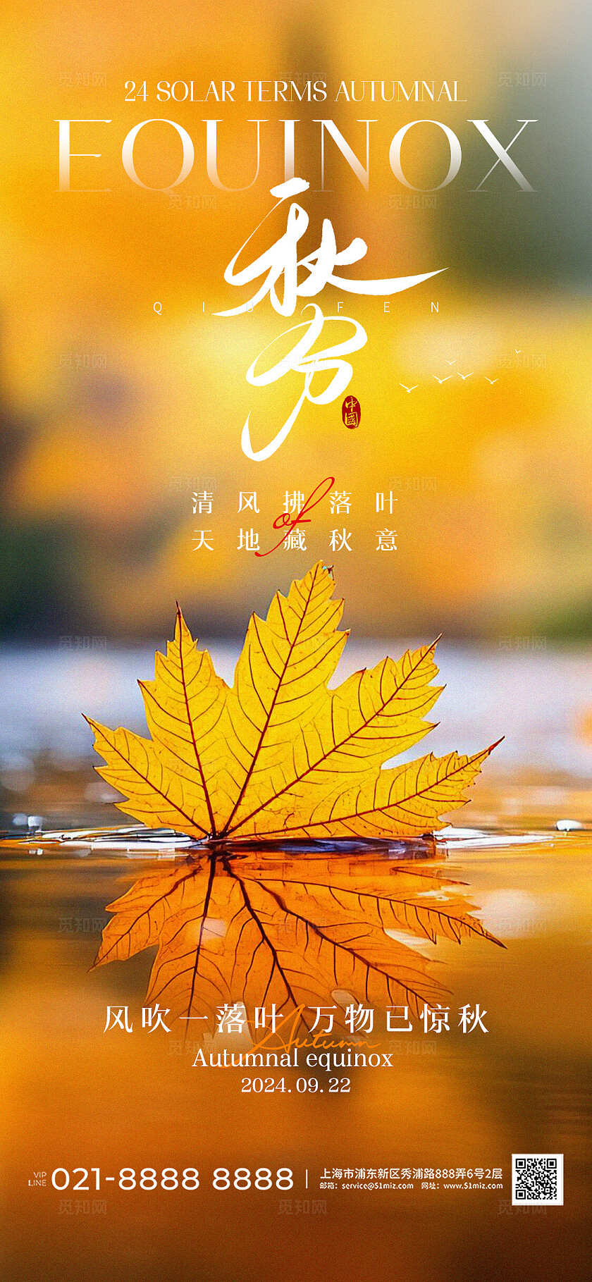 实拍风秋天风景二十四节气秋分节气手机宣传海报