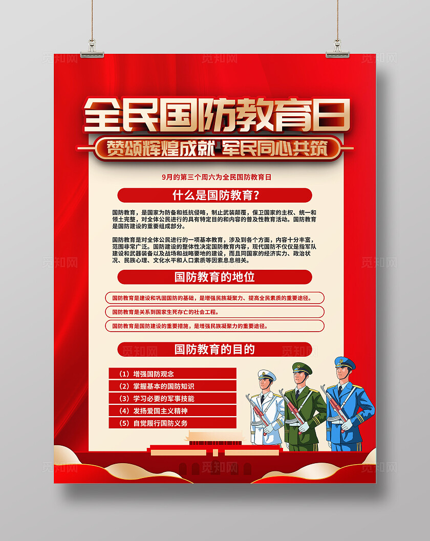 全民国防教育日海报