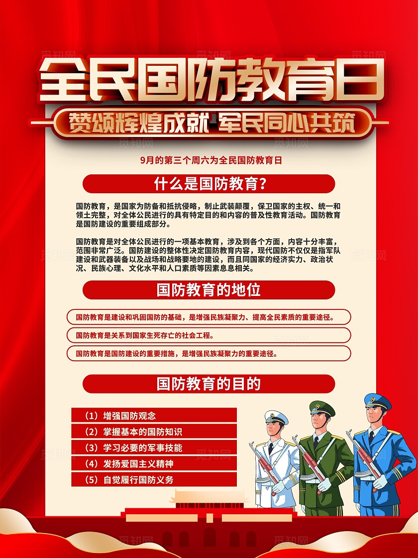 全民国防教育日海报