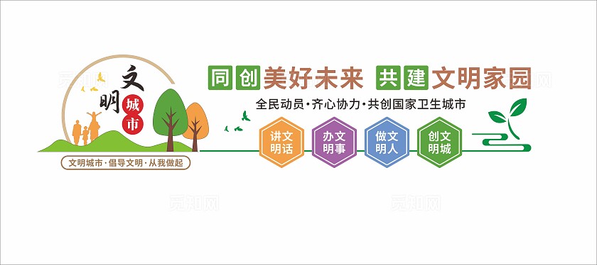 共建文明家园创建卫生城市文化墙