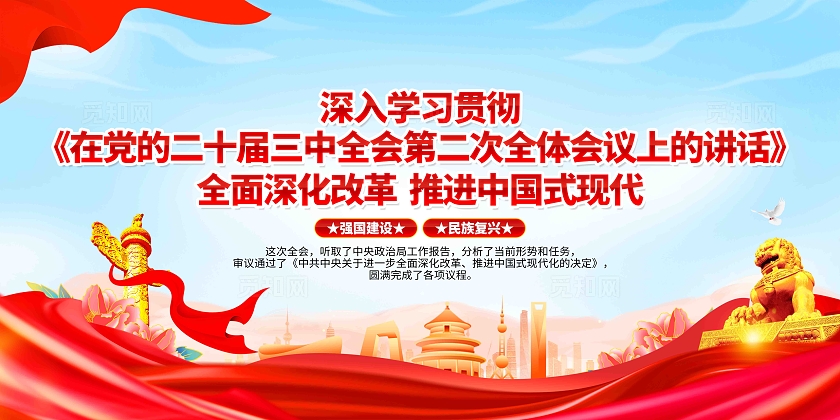 学习党的二十届三中全会第二次全体会议上的讲话精神党建展板