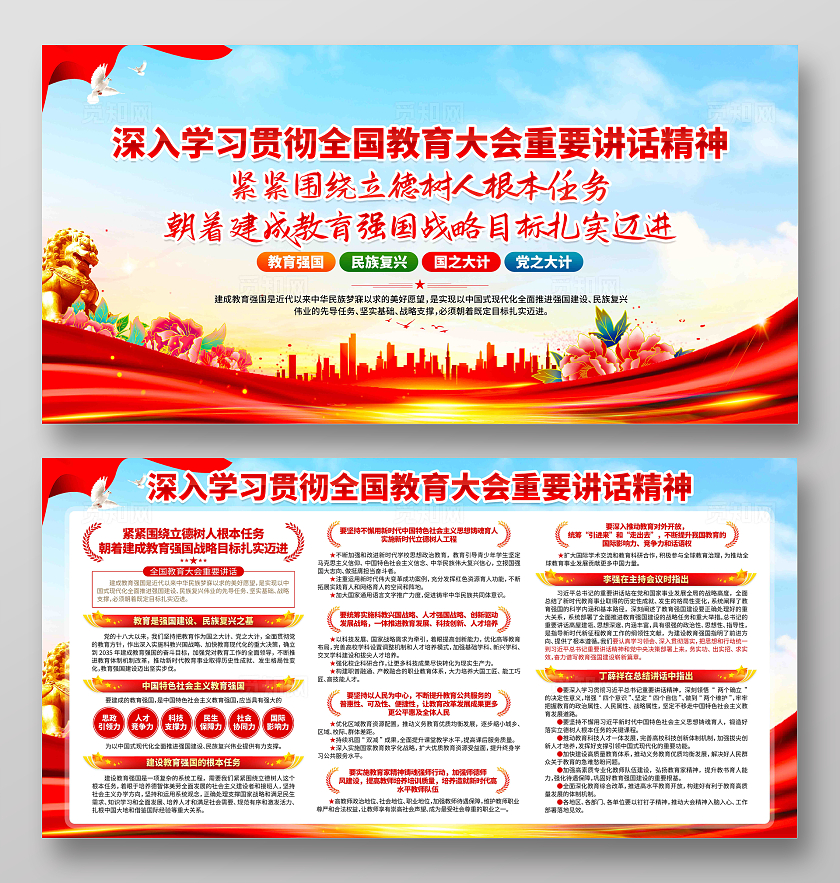 学习贯彻全国教育大会重要讲话精神党建展板