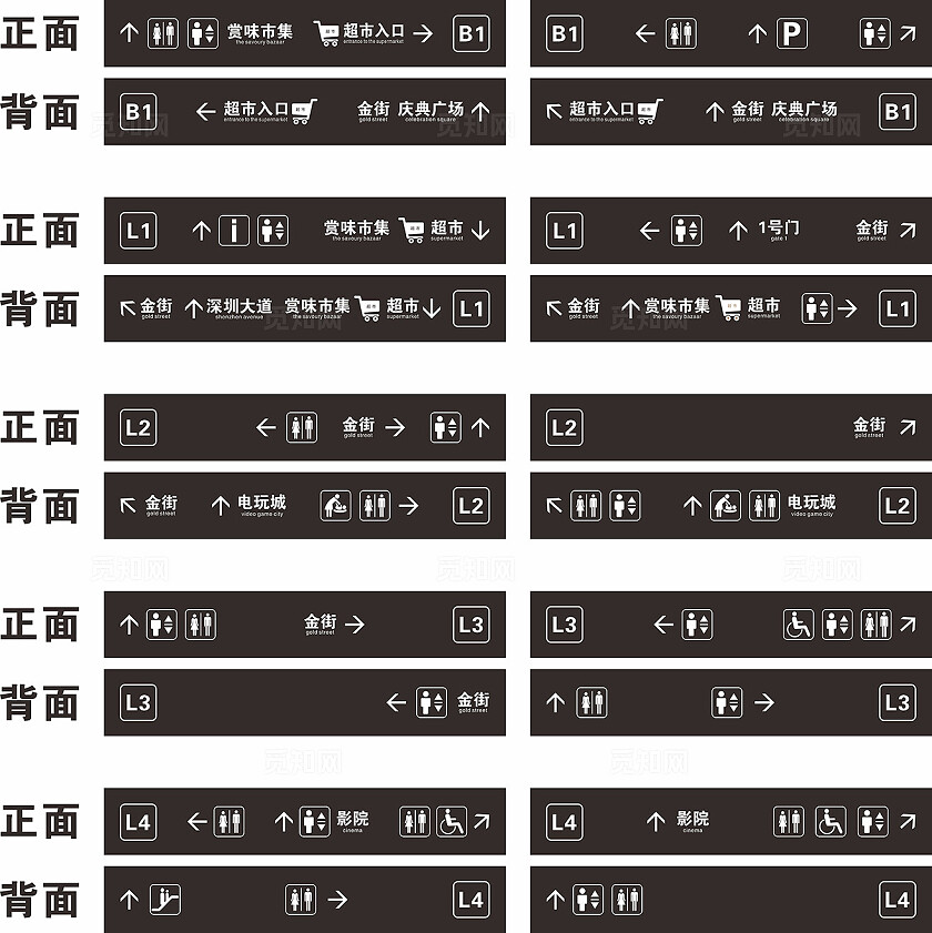 黑色高级商场吊挂标识 指示牌灯箱大全