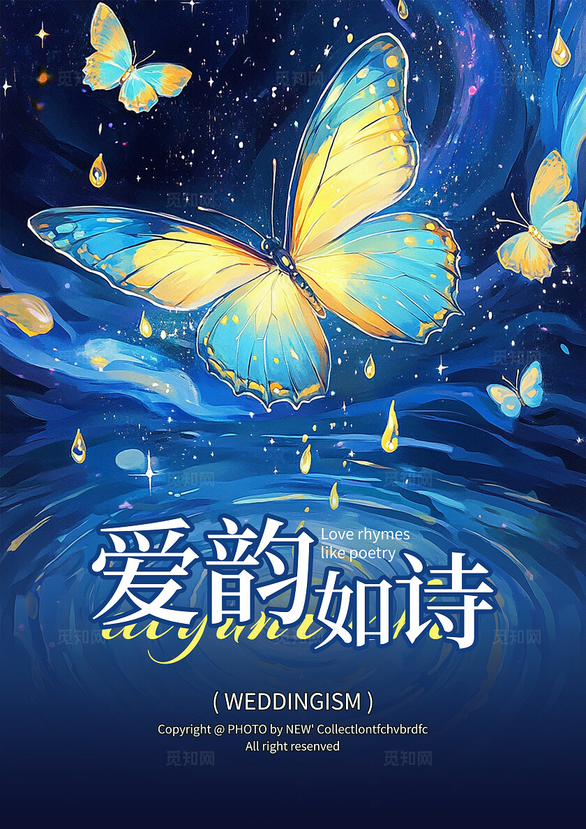 蓝色梦幻风爱韵如诗书籍封面小说封面