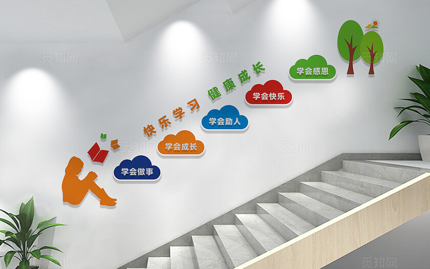 学校楼梯文化墙宣传标语