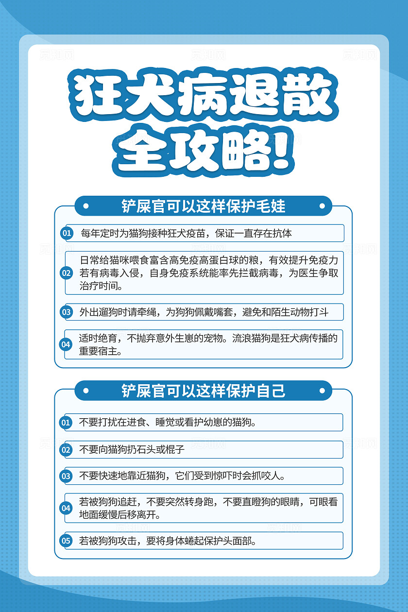 蓝色简约世界狂犬病日预防狂犬病知识海报套图背景
