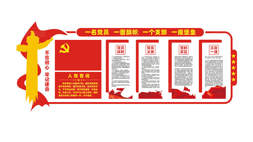 党员活动室党建文化墙展板