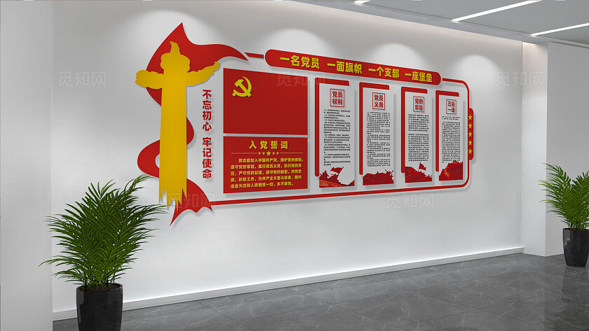 党员活动室党建文化墙展板