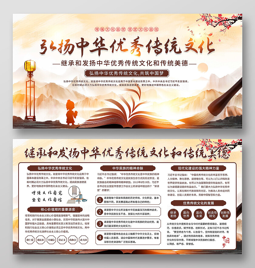 弘扬传统文化展板