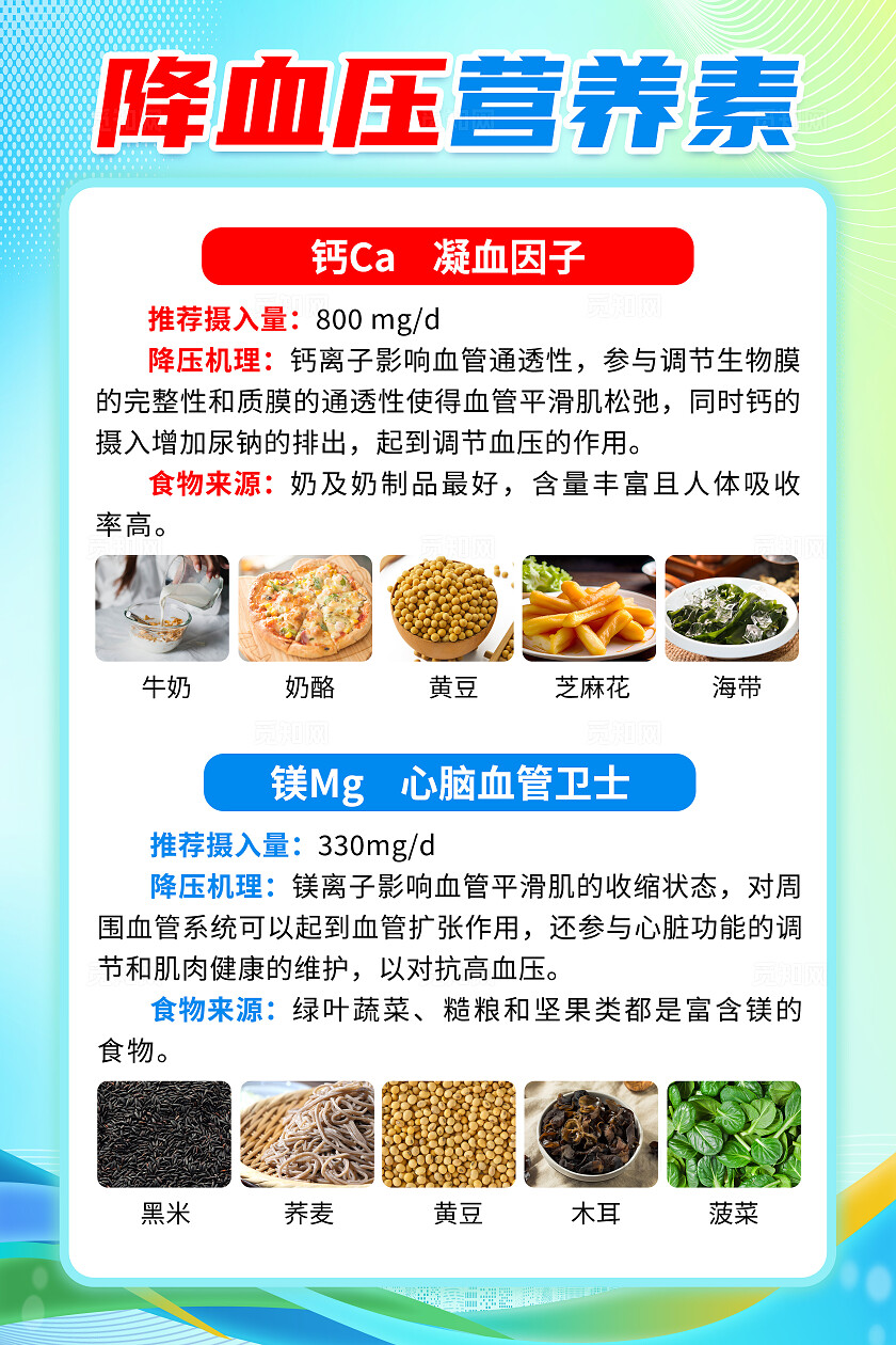 蓝色简约高血压营养食物知识海报背景2025全国高血压日