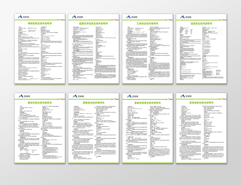 简约大气翠绿化学元素安全技术说明书大全 制度套图