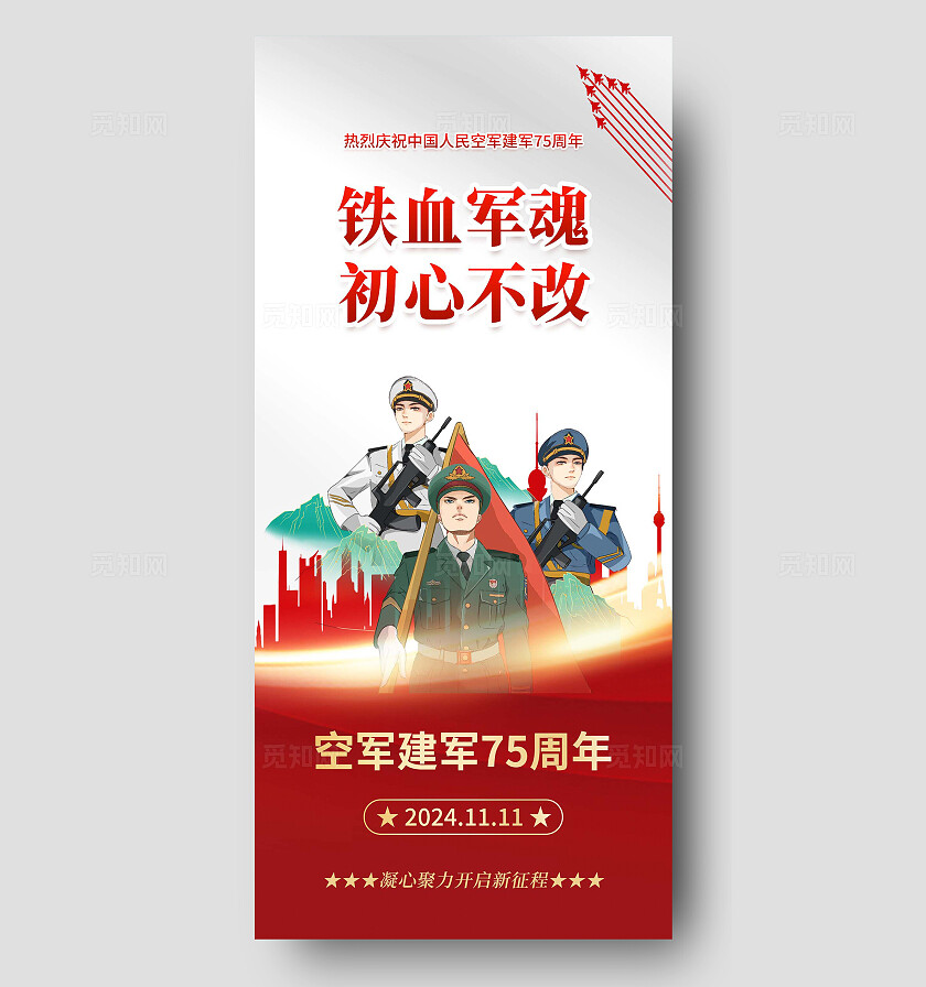 空军建军75周年海报