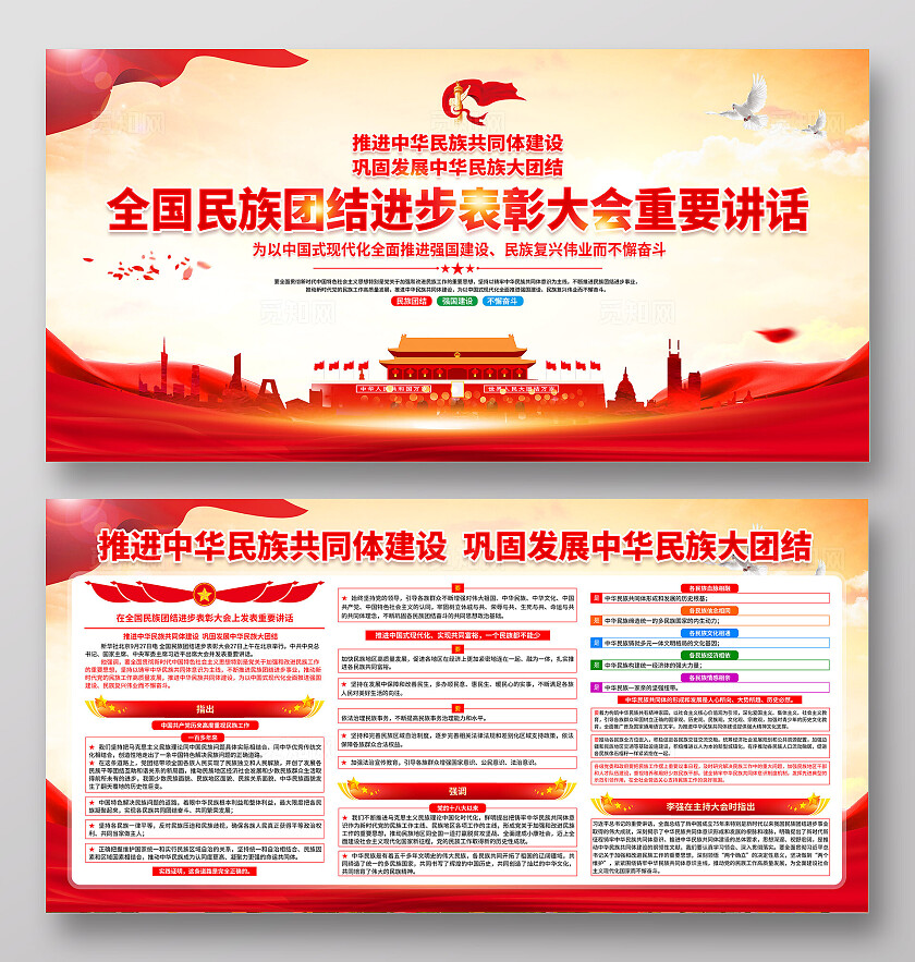民族团结进步表彰大会重要讲话展板