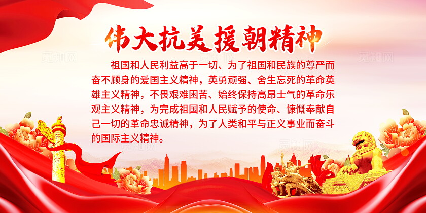 时尚大气纪念抗美援朝74周年宣传展板抗美援朝纪念日