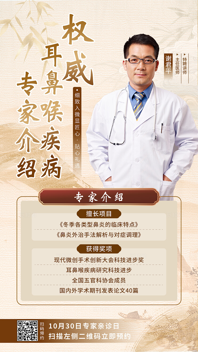 中国风医疗行业专家介绍宣传海报医疗海报