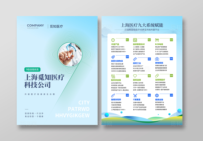 蓝色简约大气风上海觅知医疗科技公司医药宣传单
