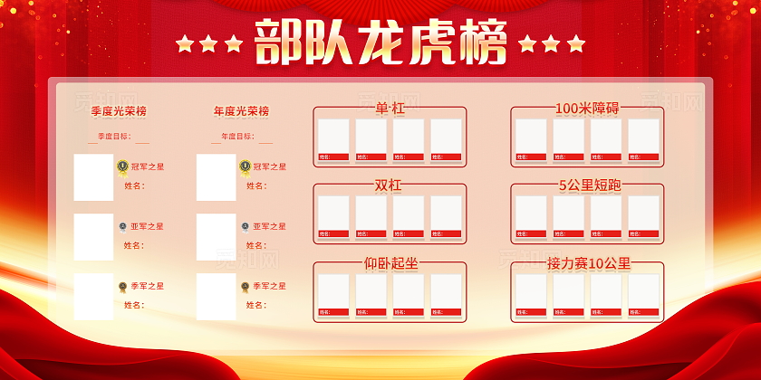 时尚大气部队龙虎榜宣传展板部队文化