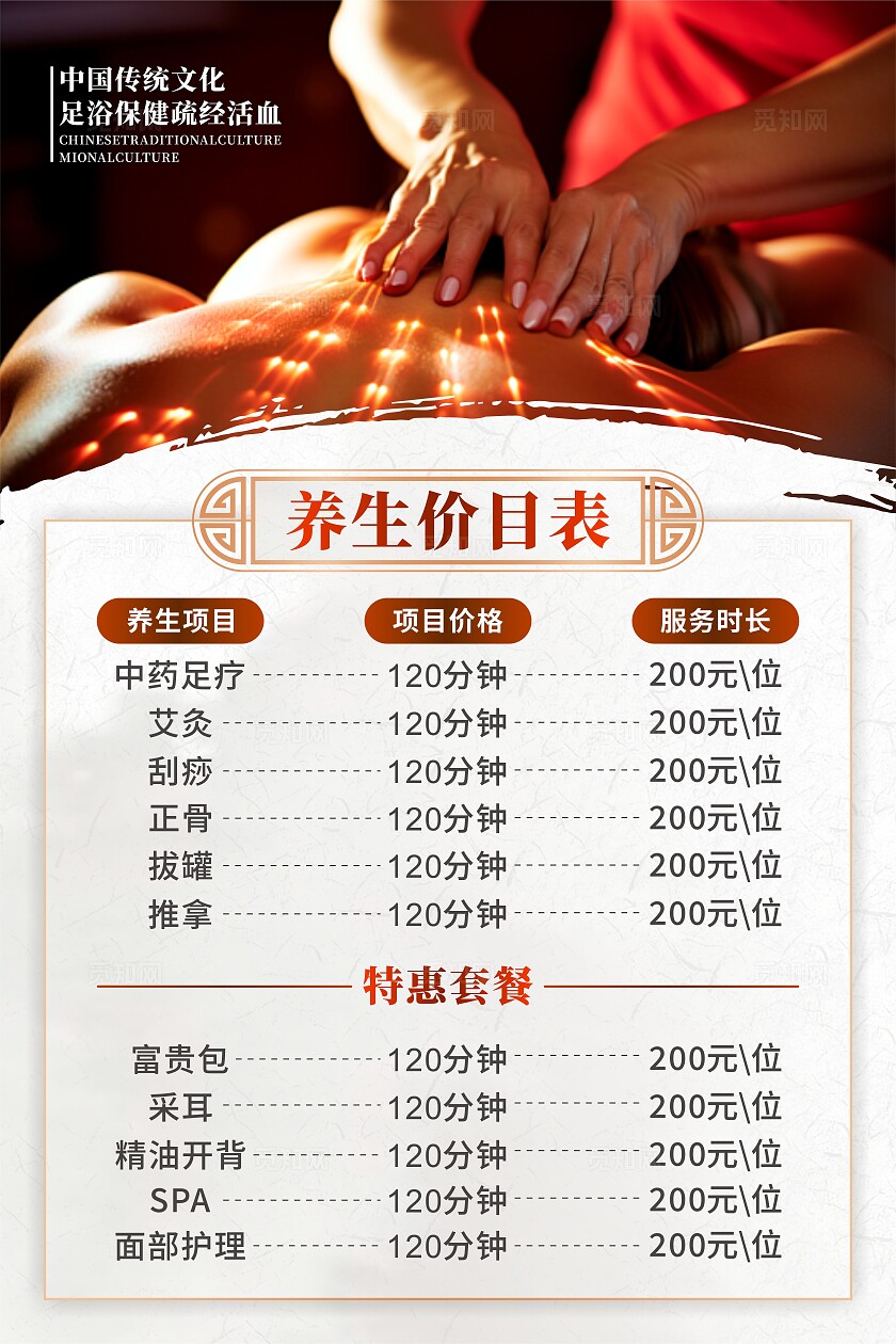 中医养生价目表