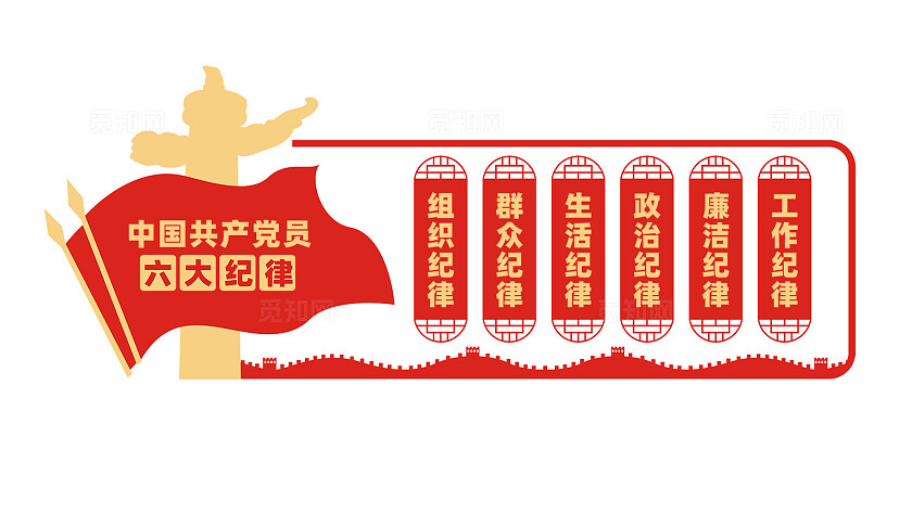 党的六大纪律党建文化墙