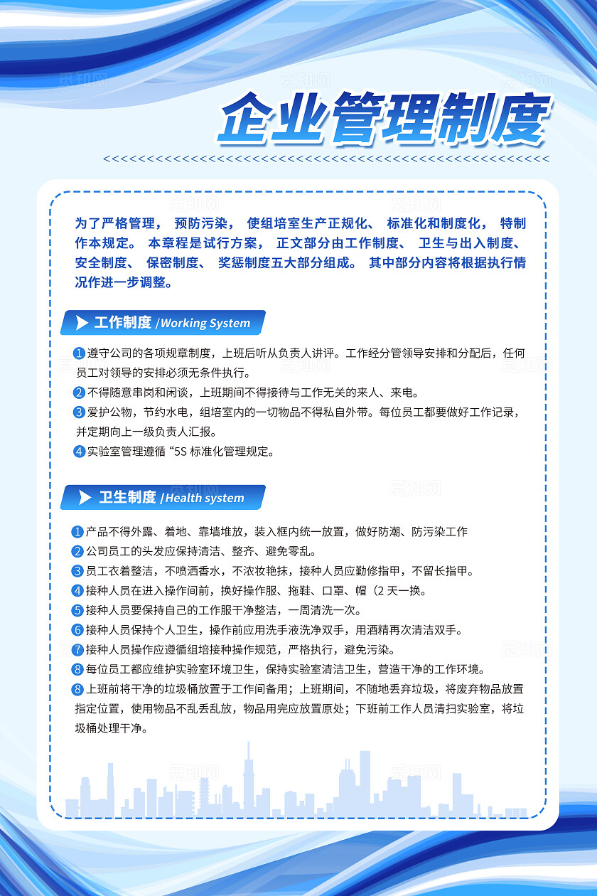 蓝色清新简约大气党建制度企业管理制度宣传海报部队