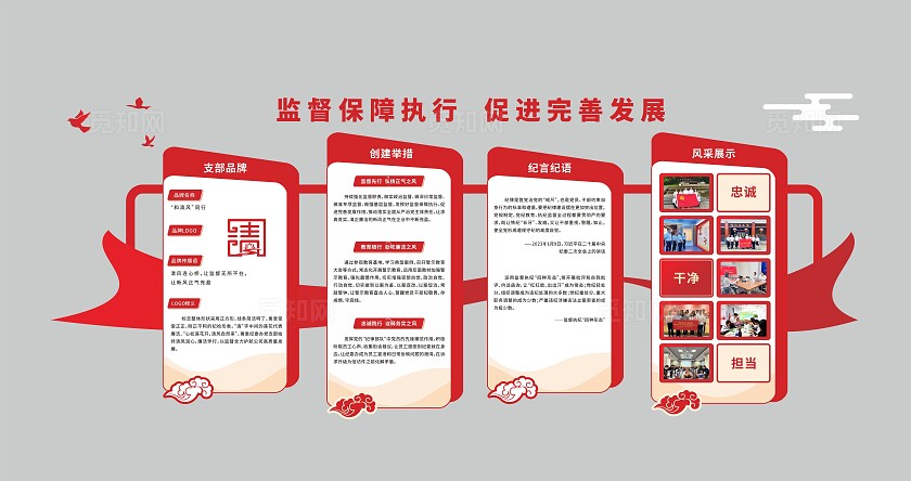 红色大气支部宣传栏文化墙