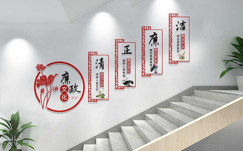 廉政楼梯文化墙宣传展板