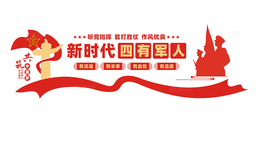 新时代四有军人部队军队文化墙标语