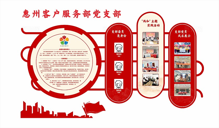 红色大气班组立体造型文化墙