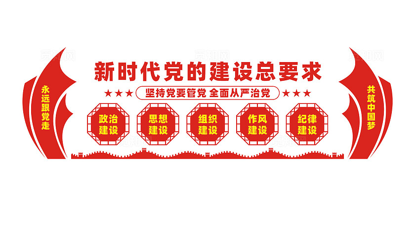 新时代党的建设总要求党建文化墙